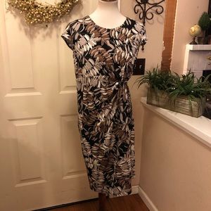 NWT Bonita Brand Brown Tones Palm Leaf Print Dress
